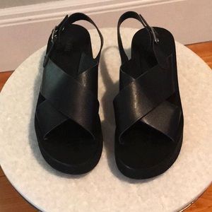 Barneys New York Crisscross Strap Platform Sandals